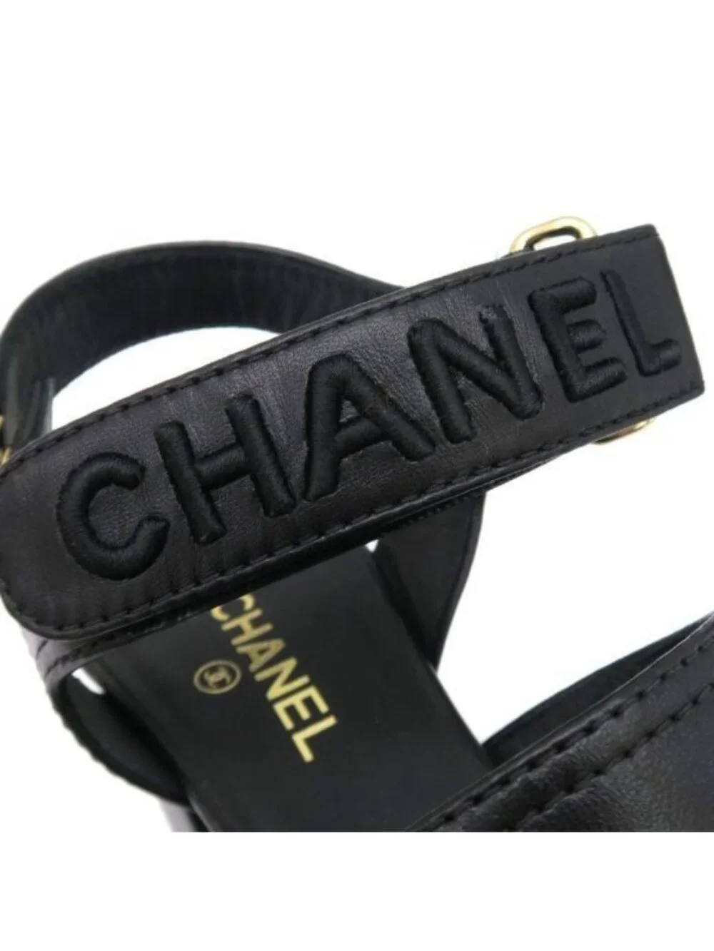 Chanel Sandals Leather Black